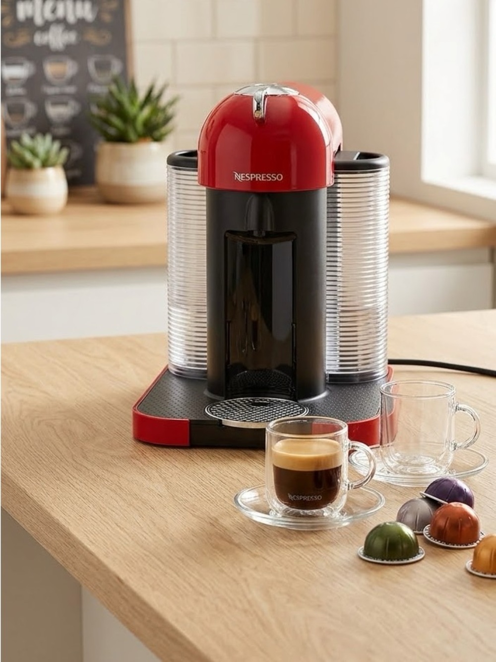 Nespresso VertuoLine Coffee & Espresso Maker + FREE Glass Espresso Cup Set